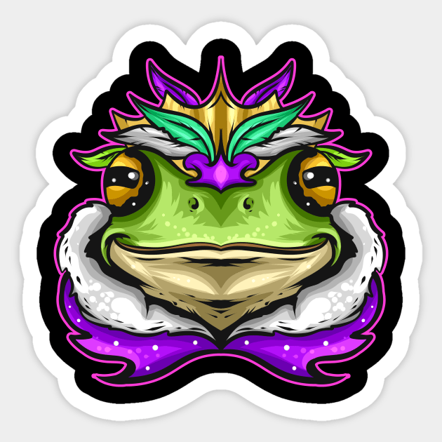 Frog King Or Frog Prince With Royal Fur For Mardi Gras Sticker by SinBle